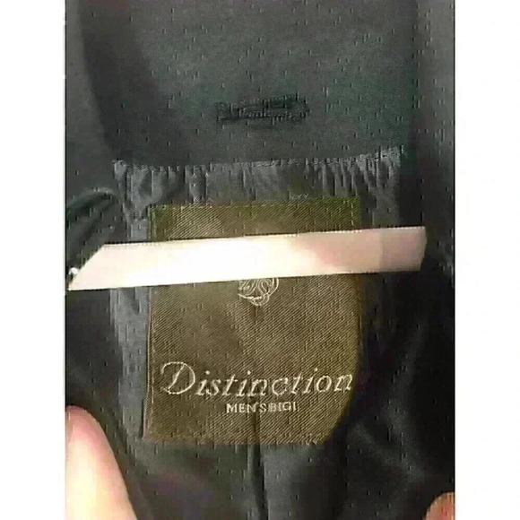 Distinction Bigi  Mens Size M Black Long Sleeve Button Up Jacket Belted - Picture 3 of 7